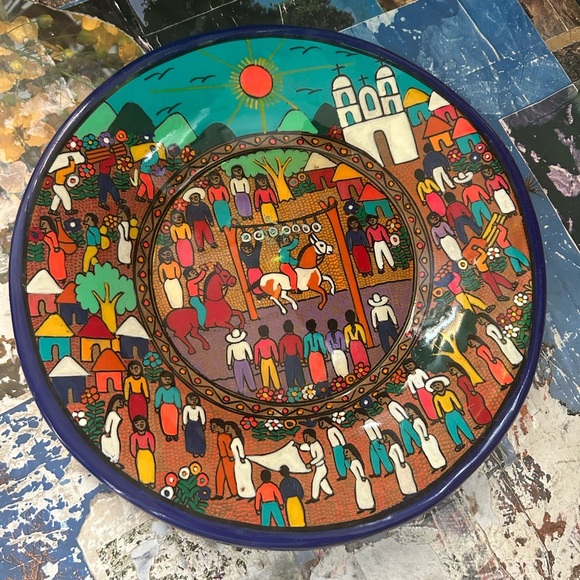 Mexican Painted Plate 10” Plate Dish  Art Hanging Wall Art - Picture 11 of 16